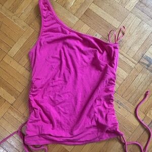 One shoulder pink tank top with sides that can be ruched * accepting offers